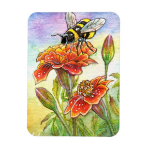 Bumblebee And Marigold Magnet