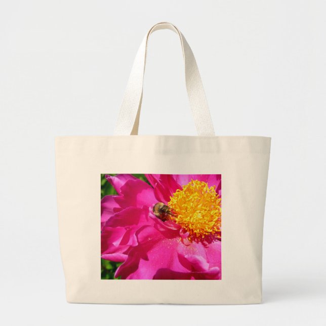 Bumblebee and Peony Large Tote Bag (Front)