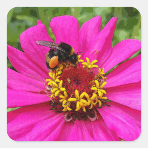 bumblebee at work square sticker