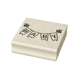 Bumblebee Baby Banner Rubber Stamp