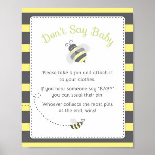Bumblebee Baby Shower Diaper Thoughts Game Sign
