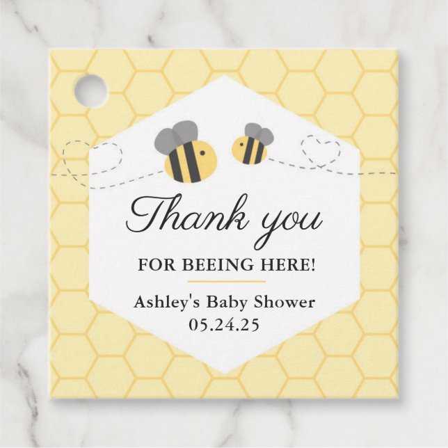 Bumblebee Baby Shower Favour Tag (Front)
