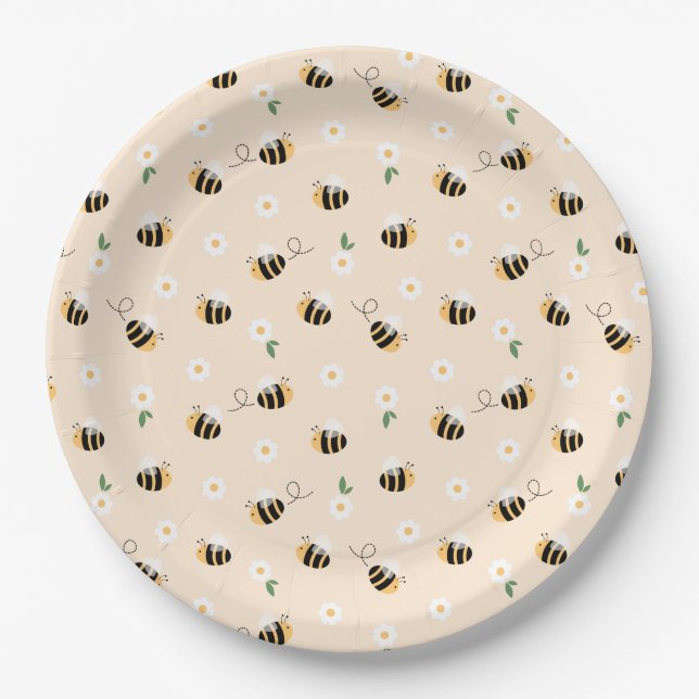 Bumblebee Baby Shower Paper Plate (Front)