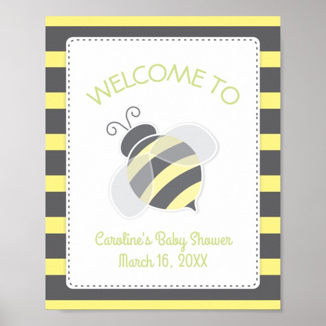 Bumblebee Baby Shower Welcome Sign (Front)