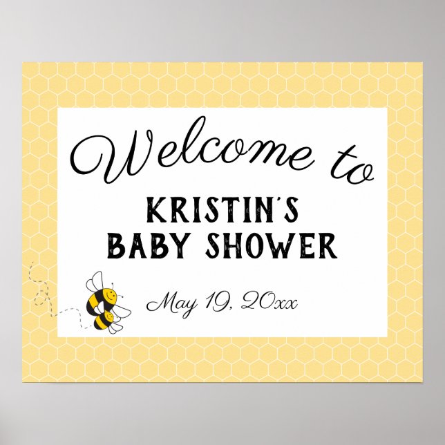 Bumblebee baby shower welcome sign poster - large (Front)