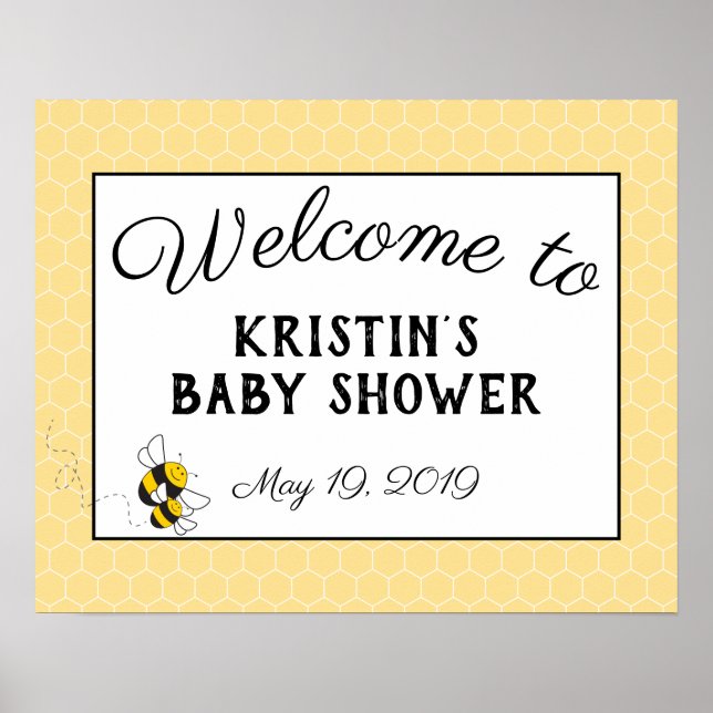 Bumblebee baby shower welcome sign poster - large (Front)
