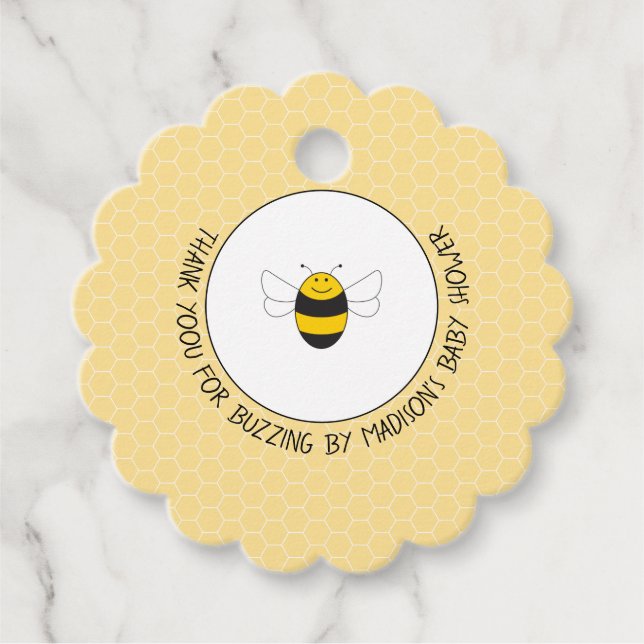 Bumblebee bee baby shower favour tags (Front)