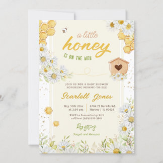 Bumblebee Bee Baby Shower Little Honey Sweet Daisy Invitation