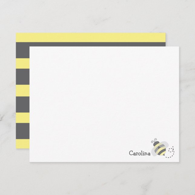 Bumblebee Bee Black Yellow Stripes Stationery Card (Front/Back)