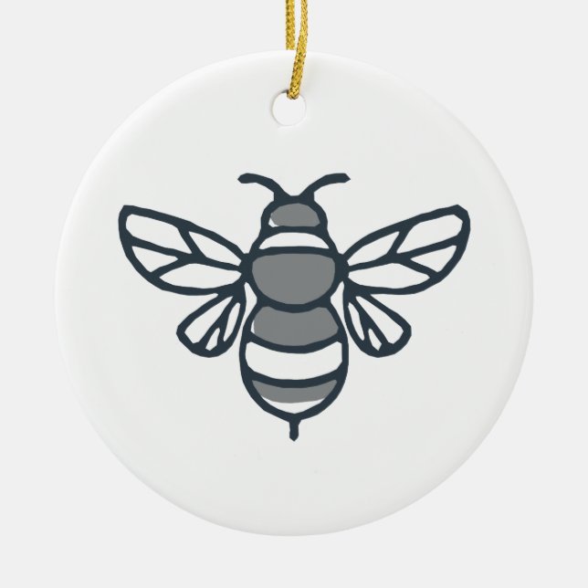 Bumblebee Bee Icon Ceramic Tree Decoration (Front)