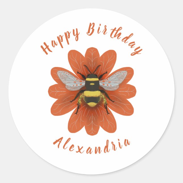 Bumblebee Birthday Classic Round Sticker (Front)