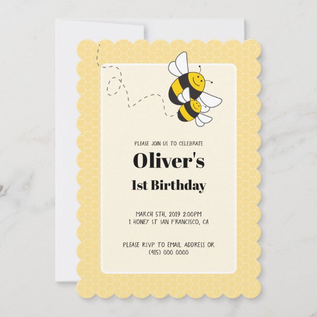 Bumblebee birthday invitation (Front)