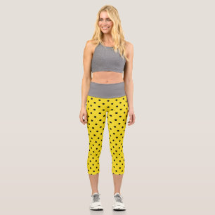 Bumblebee Black Spots Yellow Bumble Bee Animal Capri Leggings