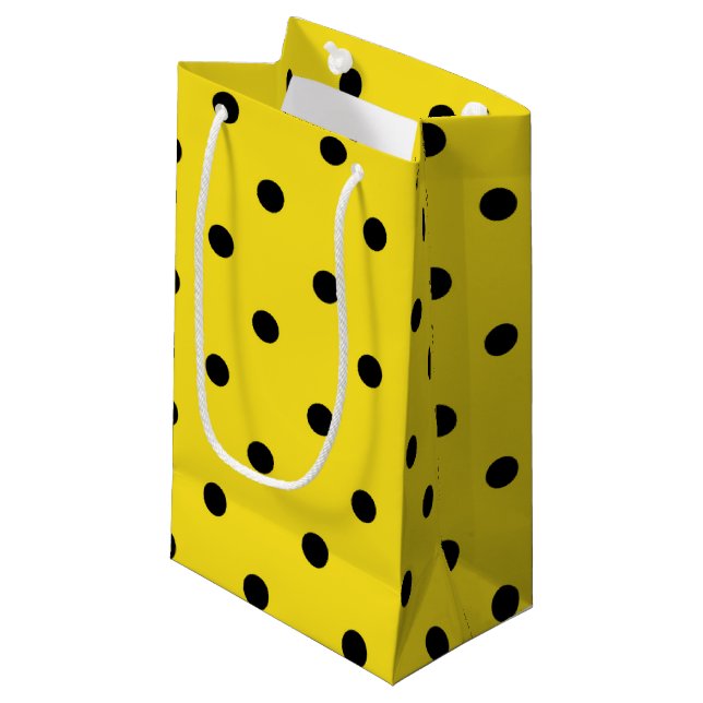Bumblebee Black Spots Yellow Cute Bumble Bee Small Gift Bag (Front Angled)