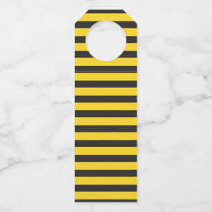 Bumblebee Black Yellow Horizontal Lines Bumble Bee Bottle Tag