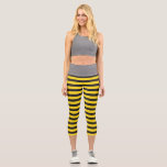 Bumblebee Black Yellow Horizontal Lines Bumble Bee Capri Leggings<br><div class="desc">You will see how everyone will love the cute bumblebee esthetic that this design has just by combining two colors. For lovers of the classic and simple, this is great. If you want to show everyone how much you love bees, this fun and cute design with black and yellow horizontal...</div>