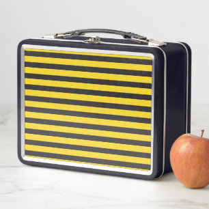 Bumblebee Black Yellow Horizontal Lines Bumble Bee Metal Lunch Box
