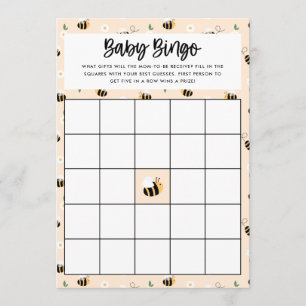 Bumblebee Floral Baby Bingo Game Card