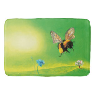 Bumblebee flying illustration bath mat