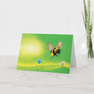 Bumblebee flying illustration card