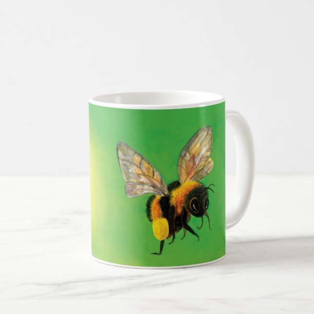 Bumblebee flying illustration coffee mug (Front Right)