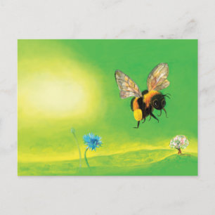 Bumblebee flying illustration holiday postcard