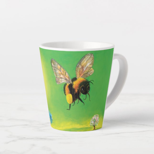 Bumblebee flying illustration small  latte mug (Right Angle)
