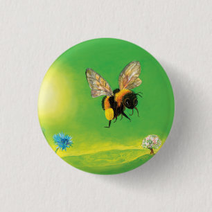 Bumblebee Flying over the Meadow 3 Cm Round Badge