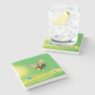 Bumblebee Flying over the Meadow Stone Coaster