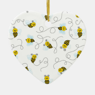 Bumblebee Flying Yellow Black Bumble Bee Ceramic Tree Decoration