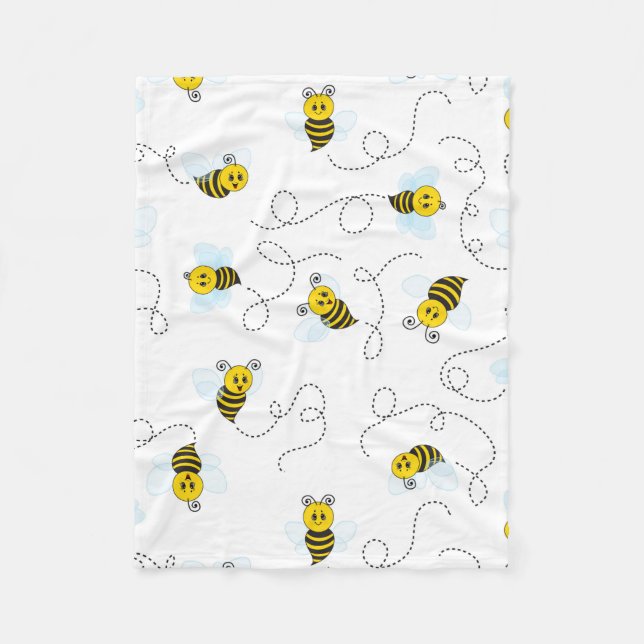 Bumblebee Flying Yellow Black Bumble Bee Fleece Blanket (Front)