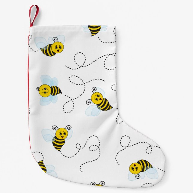 Bumblebee Flying Yellow Black Bumble Bee Small Christmas Stocking (Front)