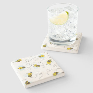 Bumblebee Flying Yellow Black Bumble Bee Stone Coaster
