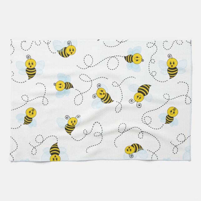 Bumblebee Flying Yellow Black Bumble Bee Tea Towel (Horizontal)