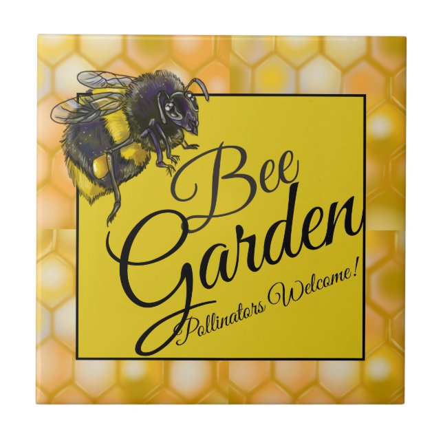Bumblebee Garden Pollinators Welcome! Tile (Front)