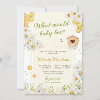 Bumblebee Gender Reveal Bee Baby Shower Sprinkle Invitation