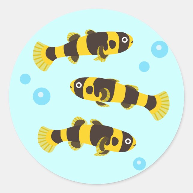 Bumblebee Goby Fish Classic Round Sticker (Front)