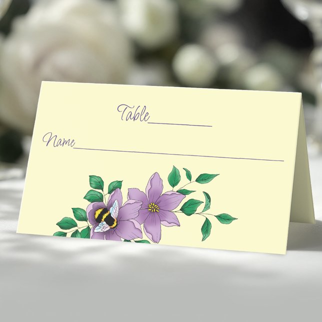 Bumblebee Lavender Flowers Flower Place Card (Creator Uploaded)