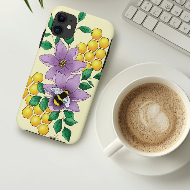 Bumblebee Lavender Flowers Yellow Case-Mate iPhone Case (Creator Uploaded)
