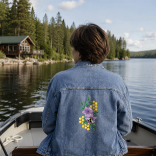 Bumblebee Lavender Flowers Yellow Denim Jacket