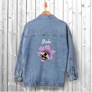 Bumblebee Lavender Flowers Yellow Denim Jacket