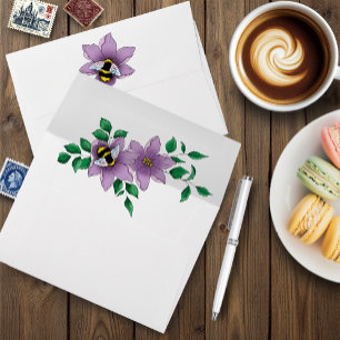 Bumblebee Lavender Flowers Yellow Envelope