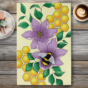 Bumblebee Lavender Flowers Yellow Jigsaw Puzzle