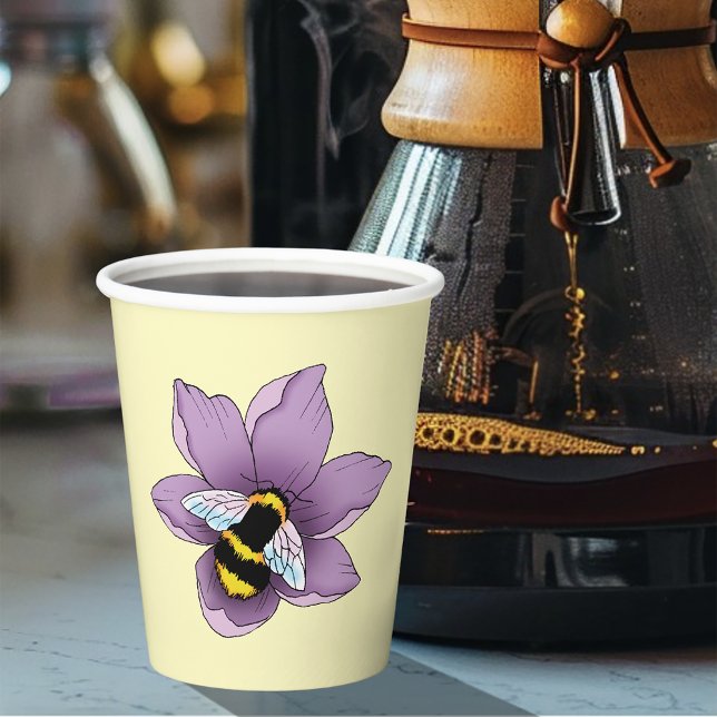 Bumblebee Lavender Flowers Yellow Paper Cups (Creator Uploaded)