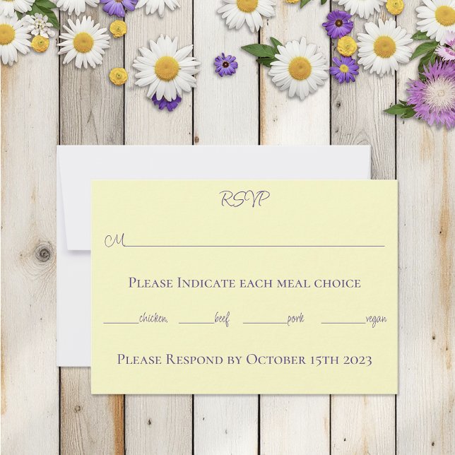 Bumblebee Lavender Flowers Yellow RSVP Card (Creator Uploaded)