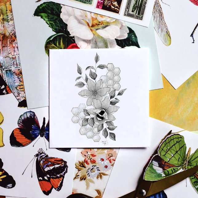 Bumblebee Lavender Flowers Yellow Rubber Stamp (Creator Uploaded)