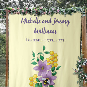 Bumblebee Lavender Flowers Yellow Tapestry