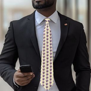 Bumblebee Lavender Flowers Yellow Tie