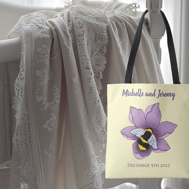 Bumblebee Lavender Flowers Yellow Tote Bag (Creator Uploaded)