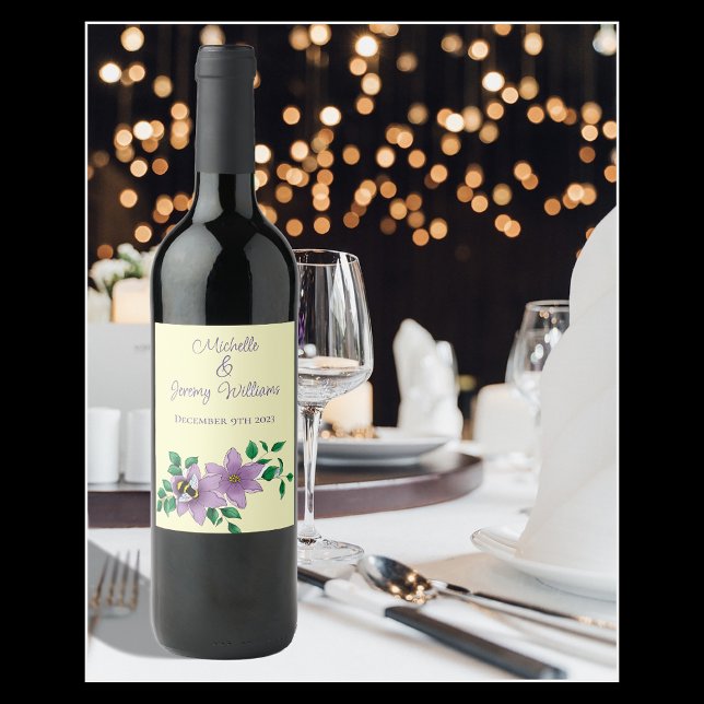 Bumblebee Lavender Flowers Yellow Wine Label (Creator Uploaded)
